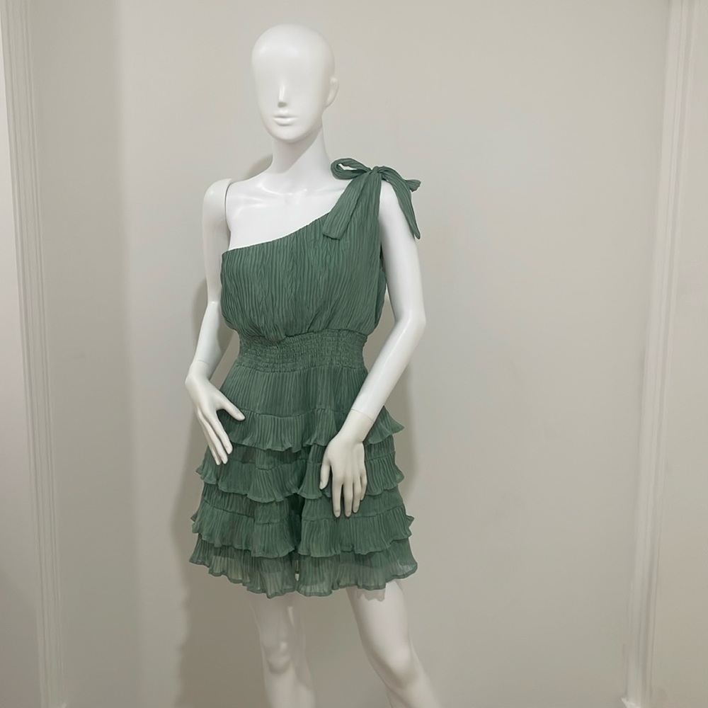 Green Dress One Shoulder
